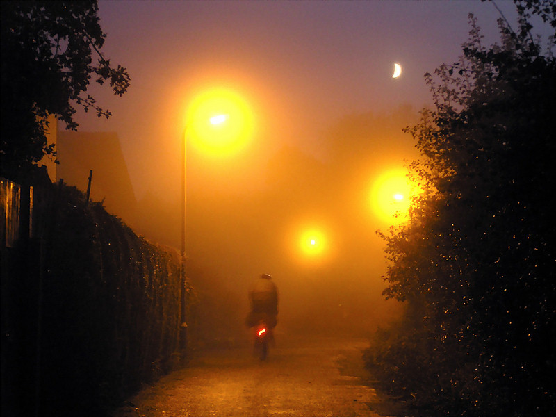 Eugene Gorny. Cyclist in Fog